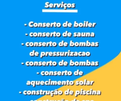 Serviços em geral para piscina,boiler e aquecimento