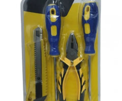 Kit 4 Ferramentas Estilete, Chave Philips, Chave de Fenda e Alicate | Para Pequenos Reparo