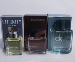 Kit 3 Perfumes Calvin Klein Eternity, Euphoria e CK Free, Masculino 10ml cada | Tester