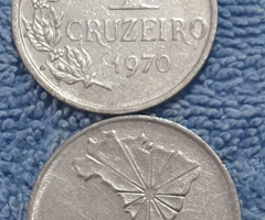 Moeda do Brasil 1 Cruzeiro  1970  e 1 Cruzeiro 1972 de aço inox