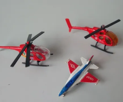 3 Miniaturas Helicópteros e Avião - Anos 90