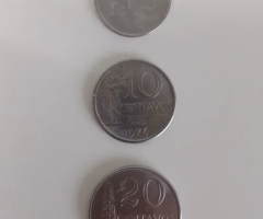 3 Moedas de 1976 para Colecionadores 5,10 e 20 centavos