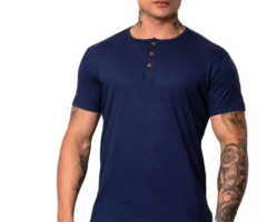 Camiseta masculina henley 3 botões