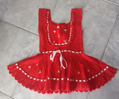 Vestido Infantil Chochê/Tricô - Tam. 1 ano