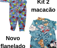 Kit 2 Macacão Soft Pijama Infantil Bebê Menino Novo Azul Tamnaho 1