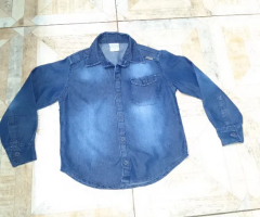 Camisa Manga Longa Jeans Infantil Lotus Azul Tm 4