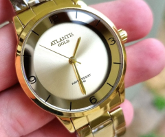 Relogio feminino atlantis dourado 18k novo na caixa promoção