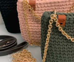 Lindas Bolsas em Tricô,  com Couro!