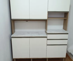 Cozinha Modulada Off White 1,60m - 2 gavetas, 6 portas.