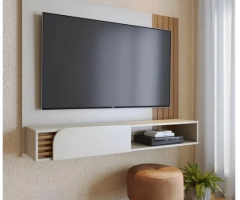 Painel para TV até 60 Polegadas Jurerê 1 PT Off White e Freijó - Montagem Grátis